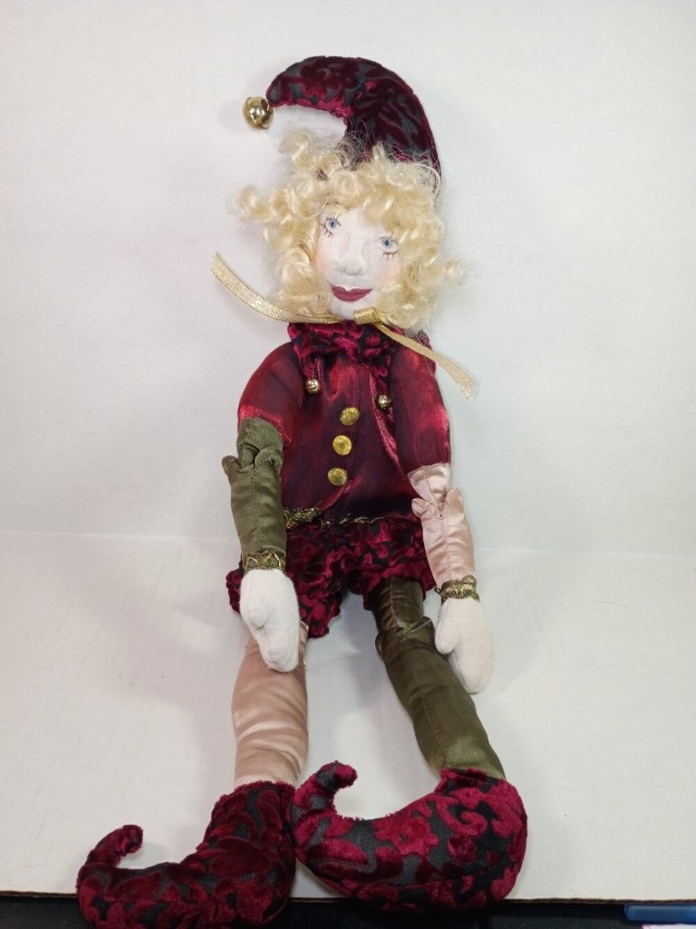 Mark Roberts Whimsical Jester Plush Velvet Marionette Painted Face Rare